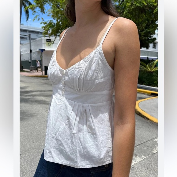 Brandy Melville Tiffany White Adjustable Spaghetti Strap Cotton Tank Top, NWT - Picture 2 of 9